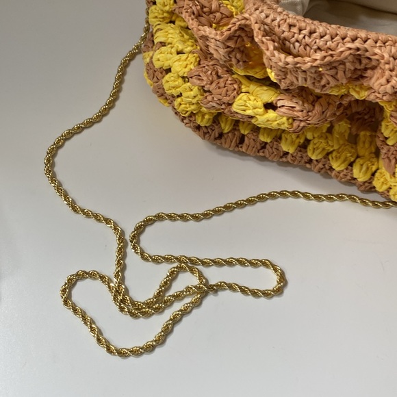 NWT Loeffler Randall Mini Willa Cinch Clutch raffia bag in natural/yellow - Picture 5 of 6